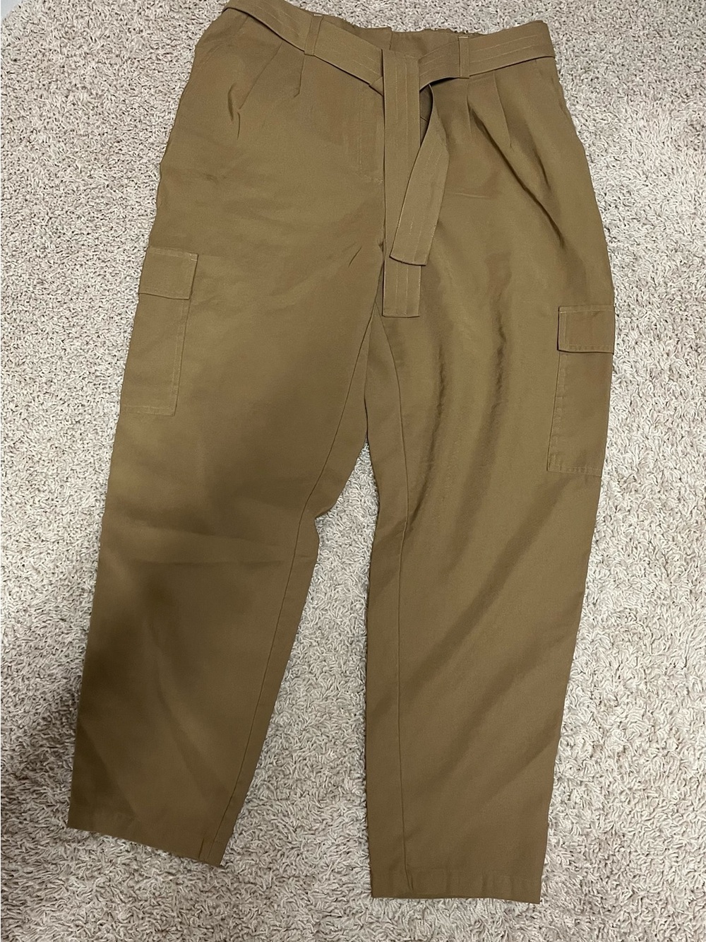 Nine West Olive Brown Cargo Belted Pants